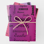 Individuelle Name Text Lila Peach Gradient Geschenkpapier Set (Beispiel)