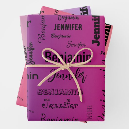 Individuelle Name Text Lila Peach Gradient Geschenkpapier Set (Beispiel)
