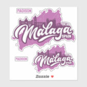 Individuelle Name / Text Malaga Spanien Aufkleber (Blatt)