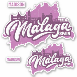Individuelle Name / Text Malaga Spanien Aufkleber