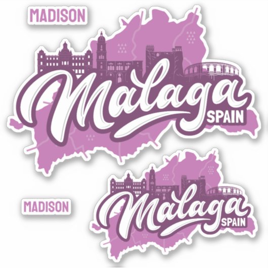 Individuelle Name / Text Malaga Spanien Aufkleber (Vorderseite)