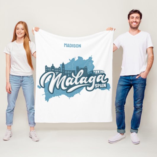 Individuelle Name / Text Malaga Spanien Fleecedecke (Beispiel)