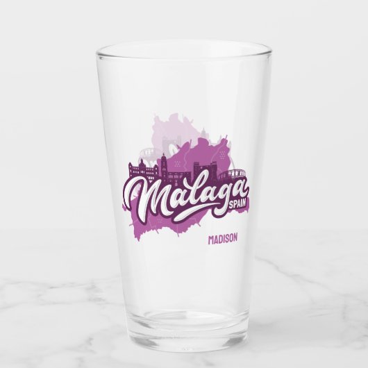Individuelle Name / Text Malaga Spanien Glas (Vorderseite)