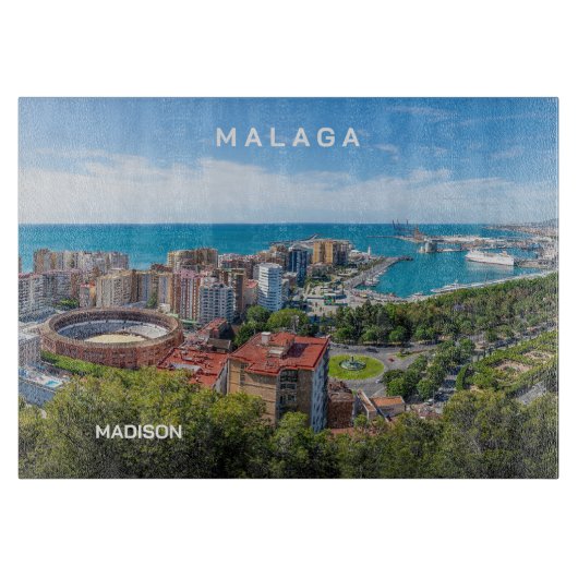 Individuelle Name & Text Malaga Spanien Schneidebrett (Vorderseite)