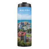 Individuelle Name & Text Malaga Spanien Thermosbecher (Vorderseite)