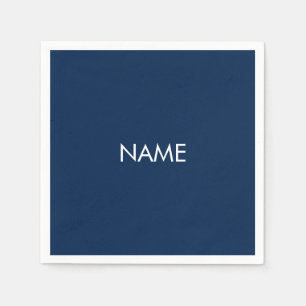 individuelle Name Text Marineblau Weiß minimalist Serviette