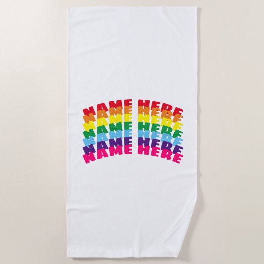 Individuelle Name-Text monogramm Regenbogen weiß Strandtuch (Vorderseite)