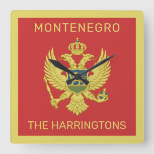 Individuelle Name & Text Montenegro - Flagge Quadratische Wanduhr