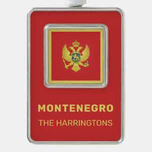 Individuelle Name & Text Montenegro - Flagge Rahmen-Ornament Silber