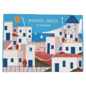 Individuelle Name & Text Mykonos Griechenland Große Geschenktüte (Rückseite)