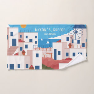 Individuelle Name & Text Mykonos Griechenland Handtuch