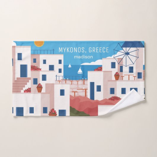 Individuelle Name & Text Mykonos Griechenland Handtuch (Handtuch)