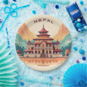 Individuelle Name & Text Nepal Pappteller (Party)