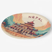 Individuelle Name & Text Nepal Pappteller (Schrägansicht)