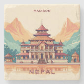 Individuelle Name & Text Nepal Steinuntersetzer (Vorderseite)
