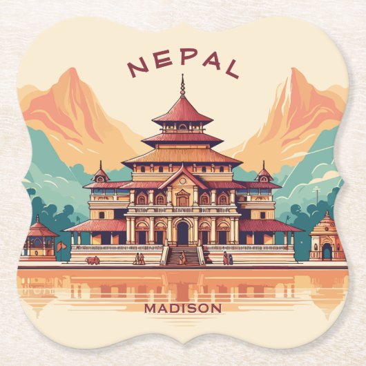 Individuelle Name & Text Nepal Untersetzer (Vorderseite)