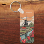 Individuelle Name & Text Niederlande Windmühlen Schlüsselanhänger (Vorderseite)