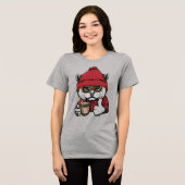 Individuelle Name / Text Niedlicher Kaffee Chat Tri-Blend Shirt (Vorderseite voll)