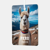 Individuelle Name & Text Peru Llama Ornament Aus Metall (Vorderseite links)