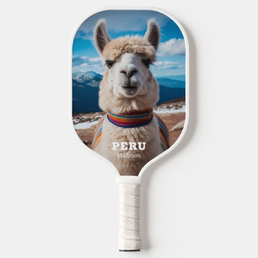 Individuelle Name & Text Peru Llama Pickleball Schläger (Vorderseite)