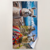 Individuelle Name & Text Peru Llama Strandtuch (Vorderseite)