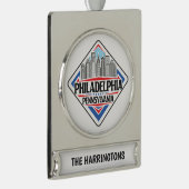 Individuelle Name/Text Philadelphia Pennsylvania Banner-Ornament Silber (Rechts)