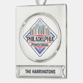 Individuelle Name/Text Philadelphia Pennsylvania Banner-Ornament Silber (Links)