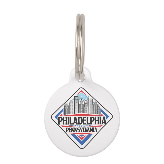 Individuelle Name & Text Philadelphia Pennsylvania Haustiermarke (Vorderseite)
