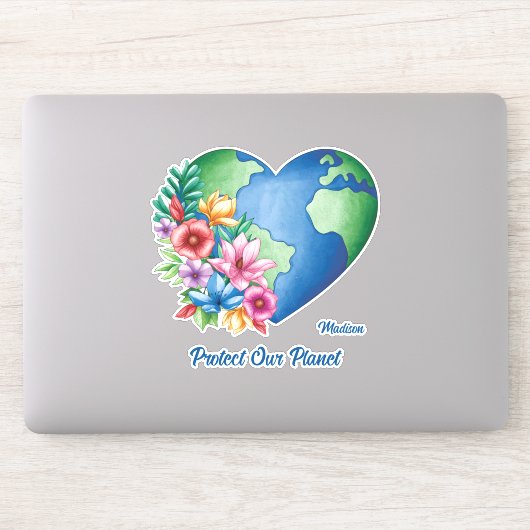 Individuelle Name & Text Planet Earth Heart Aufkleber (Computer)