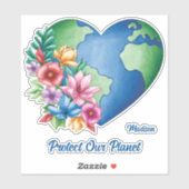 Individuelle Name & Text Planet Earth Heart Aufkleber (Blatt)