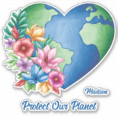 Individuelle Name & Text Planet Earth Heart Aufkleber (Vorderseite)