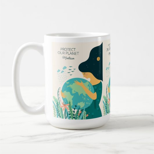 Individuelle Name & Text Planet Erde Mutter Kaffeetasse (Links)