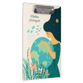 Individuelle Name & Text Planet Erde Mutter Klemmbrett (Rechts)