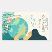 Individuelle Name & Text Planet Erde Mutter Rechteckiger Aufkleber (Vorderseite)