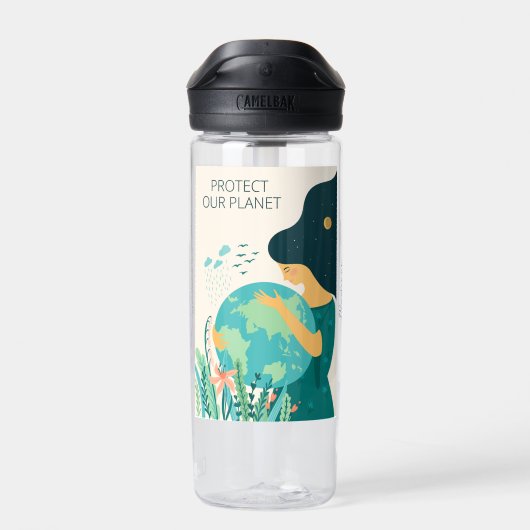 Individuelle Name & Text Planet Erde Mutter Trinkflasche (Rückseite)