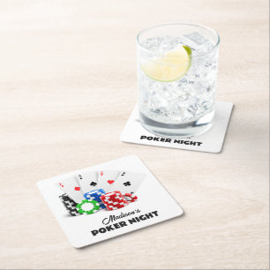 Individuelle Name & Text Poker / Casino Rechteckiger Pappuntersetzer