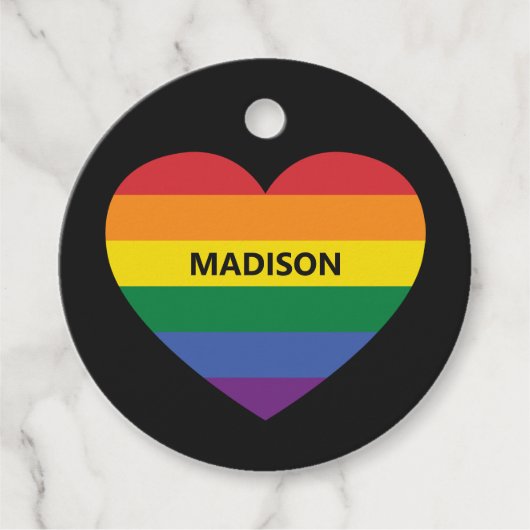 Individuelle Name & Text Rainbow Herz Geschenkanhänger (Vorderseite)