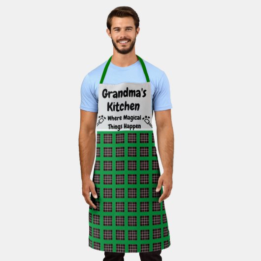 Individuelle Name Text Red Checkered Pattern Küche Schürze (Getragen)