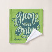 Individuelle Name & Text Rettete Die Erde / Grüne  Badhandtuch Set (Waschlappen)
