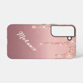 Individuelle Name Text Rose Gold Blush Glitzer Ges Samsung Galaxy Hülle (Rückseite (Horizontal))