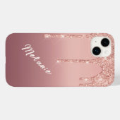 Individuelle Name Text Rose Gold Blush Glitzer Tro Case-Mate iPhone Hülle (Rückseite (Horizontal))