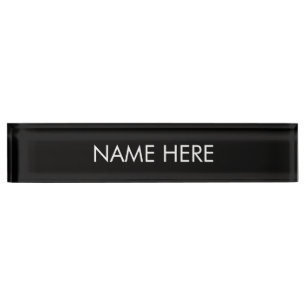 individuelle Name Text Schwarz-weiß elegant minim Namensplakette