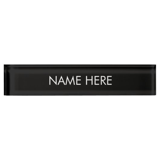 Individuelle Name Text Schwarz-weiß elegant minima Namensplakette (Vorderseite)