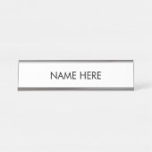 Individuelle Name Text Schwarz-weiß elegant minima Schreibtischnamensplakette (Vorderseite )