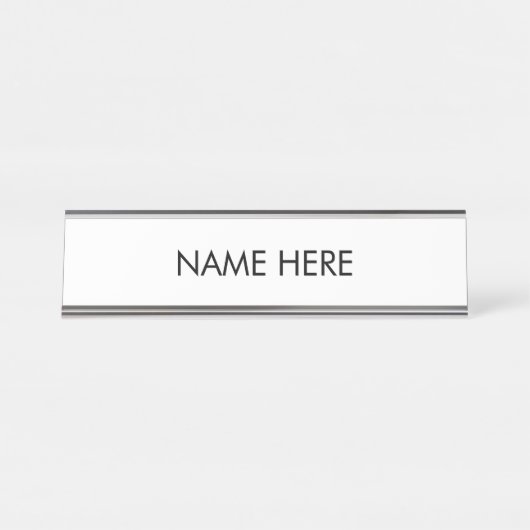 Individuelle Name Text Schwarz-weiß elegant minima Schreibtischnamensplakette (Vorderseite )