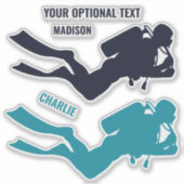 Individuelle Name & Text Scuba Aufkleber (Vorderseite)