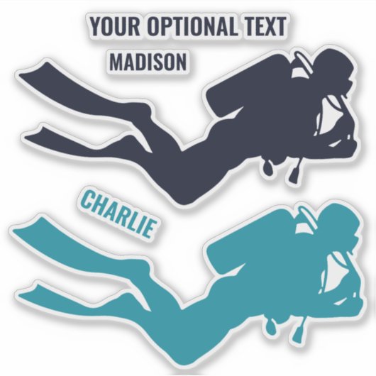 Individuelle Name & Text Scuba Aufkleber (Vorderseite)