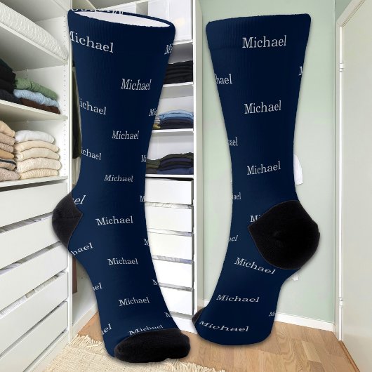 Individuelle Name Text Simple Elegant Navy Blue Socken