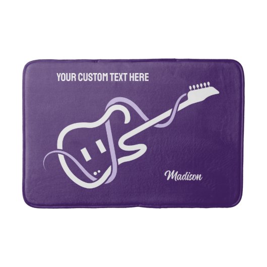 Individuelle Name & Text Stilisierte Gitarre Badematte (Vorderseite)