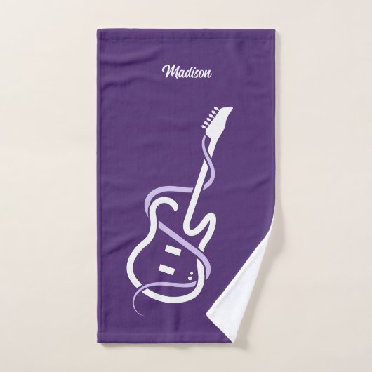 Individuelle Name & Text Stilisierte Gitarre Badhandtuch Set (Handtuch)